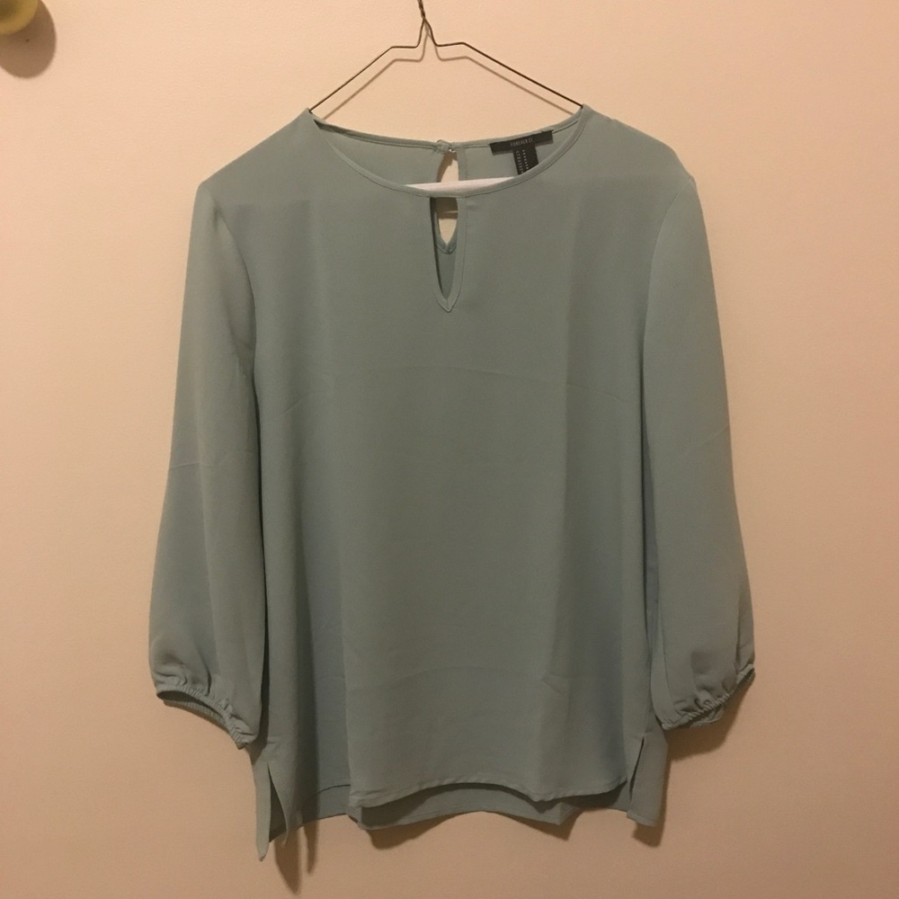 Mint green keyhole blouse
